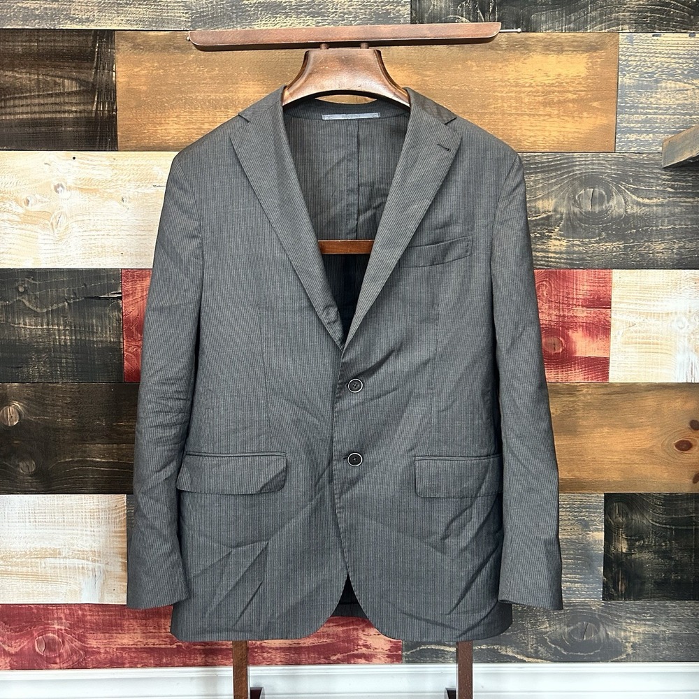 Cantarelli Sport Coat Gray 50R IT Pinstripe Wool Blazer Italy 3-Button Unlined